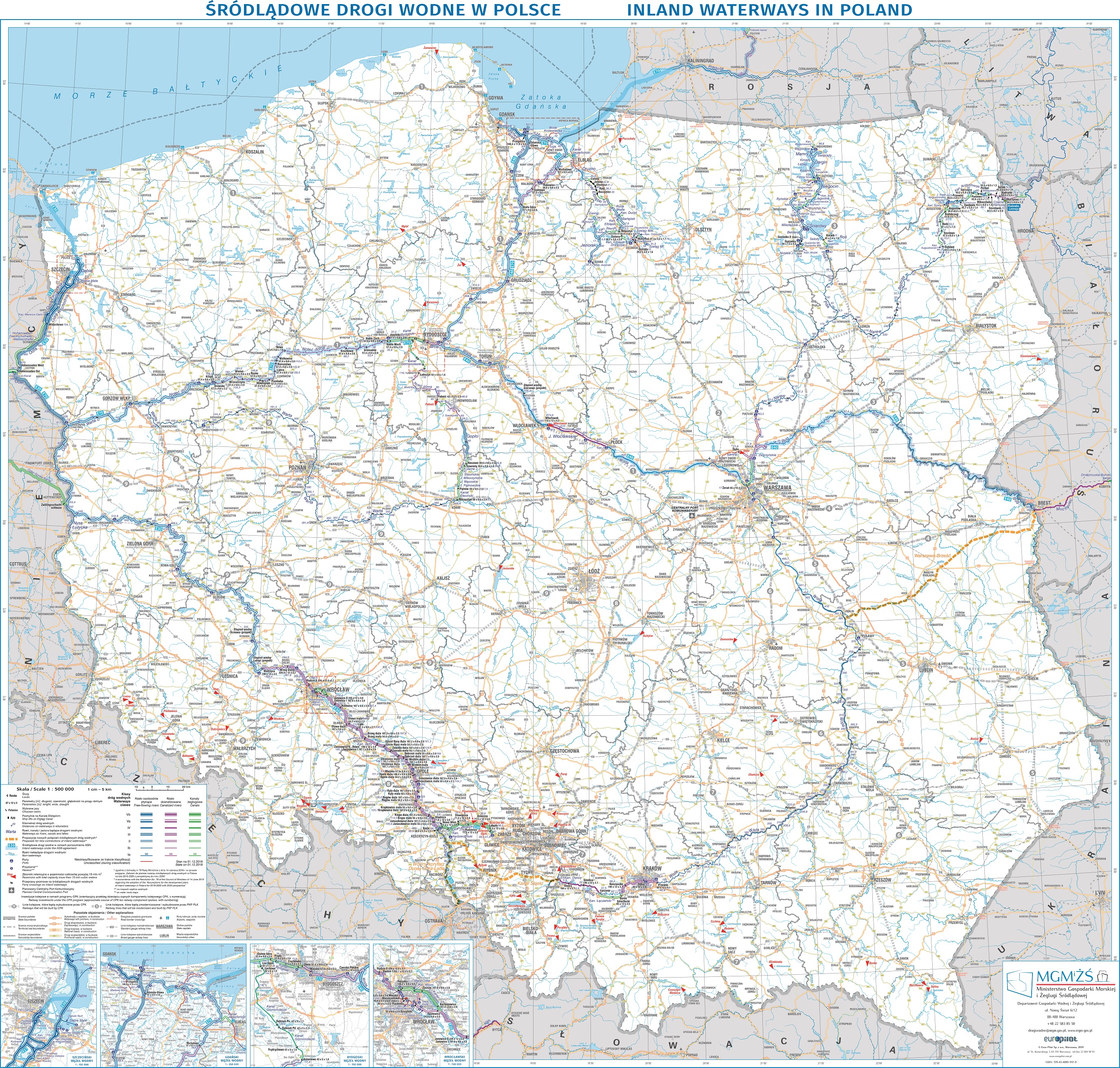 Mapa rdldowych drg wodnych w Polsce zm